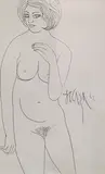 Untitled by F. N. Souza, Ink on paper, sold Jul 2012