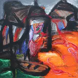 Landscape with a Boat by Manu Parekh, Acrylic on canvas, sold Jul 2012