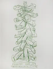 Study for Invasion VIII (Endless Column) by Jyothi Basu, Colour pencil on paper, sold Jul 2012