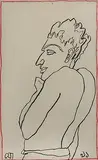 Man in Pensive Mood by Jogen Chowdhury, Charcoal on paper, offered Aug 2012