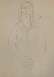 Untitled by F. N. Souza, Pencil on paper, sold Aug 2012