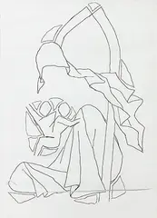 Untitled by M. F. Husain, Pen on paper, sold Aug 2012
