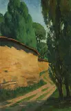 Untitled (Zebegény Landscape) by Amrita Sher-Gil, Oil on board, sold Sep 2012