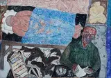 Under the Cover of a Blue Sheet by Arpita Singh, Watercolour on paper, sold Sep 2012
