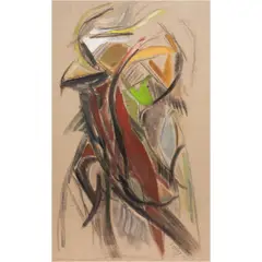 Untitled (Abstract) by Jean Kellogg, 1972, mixed media on canvas, sold Apr 2026
