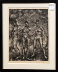 Untitled (Three Standing Nudes) by George Biddle, 1926, lithograph, sold Apr 2026