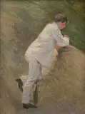Étude d’homme au costume blanc pour ‘En bateau (Sisley et sa femme)’, dit aussi ‘L’Hirondelle’ by Marie Bracquemond, Oil on canvas, sold Apr 2024