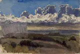 La pluie arrivant sur le littoral by Félix Bracquemond, Aquarelle et trait de crayon, sold Apr 2024