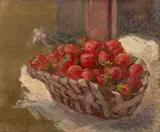 Le panier de fraises des bois by Marie Bracquemond, Huile sur toile marouflée sur carton, sold Apr 2024