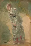 Study of woman and flowers by Marie Bracquemond, Oil on canvas, sold Apr 2024