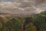 Vue de Paris des hauteurs de Sèvres by Marie Bracquemond, Huile sur toile, sold Apr 2024