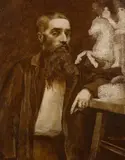 Portrait du sculpteur Armand Le Véel by Félix Bracquemond, Crayon et huile sur toile, sold Apr 2024