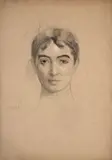 Autoportrait ; une autre étude pour un autoportrait au crayon au verso by Marie Bracquemond, Fusain, lavis brun et rehauts de gouache blanche, sold Apr 2024
