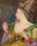 Femme au hennin by Marie Bracquemond, Huile sur toile (Toile d'origine), sold Apr 2024