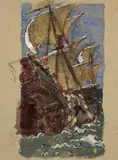 Les moutons de panurge, d’après Rabelais by Félix Bracquemond, Aquarelle gouachée sur trait de crayon, sold Apr 2024