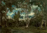Étude de sous-bois, pour ‘Le Calvaire’ d’après Decamps by Félix Bracquemond, Huile sur papier marouflé sur toile, sold Oct 2024