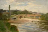 Effet de lumière sur le pont de Sèvres by Marie Bracquemond, Huile sur traits de crayon sur toile, sold Oct 2024