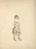 Etude pour Marguerite et Pierre s’embrassant le 1er janvier 1882, pour une illustration de ‘La Vie Moderne’ by Marie Bracquemond, 1882, Crayon noir Papier whiteman, sold Oct 2024
