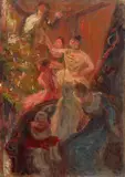 Esquisse de 'l'Arbre de Noël' by Marie Bracquemond, Huile sur toile marouflée sur carton, sold Oct 2024
