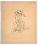 Recto : Portrait de Louise au chapeau ; Verso : Une étude de paysage au verso by Marie Bracquemond, Crayon noir, sold Oct 2024