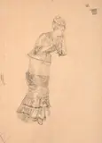Etude de femme à l’ombrelle pour ‘En bateau (Sisley et sa femme)’, dit aussi ‘L’Hirondelle’ by Marie Bracquemond, circa 1880, Crayon, sold Oct 2024