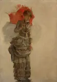 Jeunes femmes tenant une ombrelle, étude pour 'Les Trois Grâces' by Marie Bracquemond, Huile sur panneau, sold Oct 2024