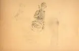 Recto : Femmes à l’ombrelle, études pour 'Les Trois Grâces' ; Verso : Étude de main by Marie Bracquemond, Crayon, sold Oct 2024