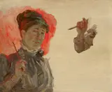 Recto : Jeune femme en buste tenant une ombrelle et étude de main droite ; Verso : Étude pour 'Les Trois Grâces' by Marie Bracquemond, Huile sur panneau, sold Oct 2024