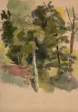 Etude de sous-bois by Félix Bracquemond, Aquarelle sur traits de crayon, sold Oct 2024