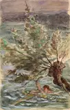 Une femme dans l'eau près d'un saule by Félix Bracquemond, Plume et encre brune, aquarelle et rehauts de gouache sur traits de crayon, sold Oct 2024
