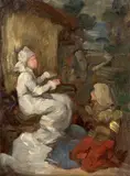 Scène médiévale – esquisse by Marie Bracquemond, Huile sur toile, sold Oct 2024