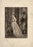 Marguerite à l’église, projet d’illustration de Faust, de Goethe by Marie Bracquemond, Crayon noir et estompe, sold Oct 2024
