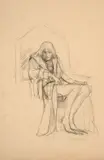 Étude du roi Charles VI assis by Marie Bracquemond, Crayon, sold Oct 2024