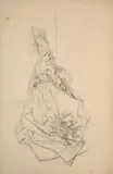 Etude pour ‘Les Muses des arts’ - Circa 1876 by Marie Bracquemond, Crayon avec mise au carreau, sold Oct 2024