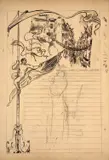 Etude de diplôme à la rue pavoisée by Félix Bracquemond, Pinceau et plume et encre noire, lavis gris et rehauts de gouache rouge sur traits de crayon, sold Oct 2024