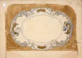 Projet de plat ovale, service Parabère by Félix Bracquemond, Aquarelle, fusain et crayon noir, sold Oct 2024
