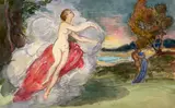 Projet d’émail : Figure allégorique devant un couple by Félix Bracquemond, Aquarelle gouachée sur traits de crayon, sold Oct 2024