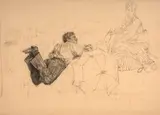 ‘Au soleil, le pique-nique champêtre’, étude by Marie Bracquemond, Crayon noir et estompe, mis au carreau, sold Oct 2024