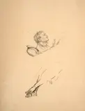 Recto : Etude d’homme au balcon et Etude de main ; Verso : Etude de main by Marie Bracquemond, Crayon noir et fusain, sold Oct 2024