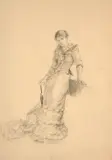 Etude d'élégante ; une étude de femme au verso by Marie Bracquemond, Fusain, sold Oct 2024
