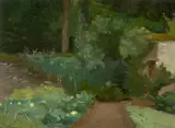 Parterre de fleurs dans un jardin by Félix Bracquemond, Huile sur toile, sold Oct 2024