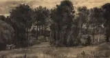 Sous-bois à Villers-Cotterêts by Félix Bracquemond, Fusain, sold Oct 2024