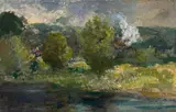 Paysage vallonné by Félix Bracquemond, Aquarelle gouachée sur traits de crayon, sold Oct 2024