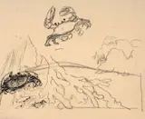 Etude de crabes, pour ‘La mer’ - Circa 1885 by Félix Bracquemond, Plume et encre brune, pinceau et encre noire sur traits de crayon, sold Oct 2024