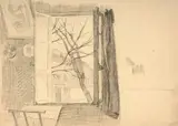 Fenêtre ouverte dans l’atelier de l’artiste by Félix Bracquemond, Crayon noir, sold Oct 2024