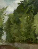 Sentier dans un bois by Félix Bracquemond, Huile sur toile, sold Oct 2024