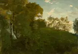 Etude d’arbre dans une lumière crépusculaire by Félix Bracquemond, Huile sur papier marouflé sur toile, sold Oct 2024