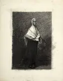 Femme au châle blanc by Félix Bracquemond, Fusain, estompe et rehauts de gouache blanche, sold Oct 2024