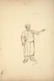 Etude de cuisinier by Marie Bracquemond, Crayon noir et rehauts de gouache blanche, sold Oct 2024