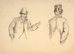 Deux études d’hommes, pour une illustration de ‘La Vie Moderne’ by Marie Bracquemond, 1882, Crayon noir, sold Oct 2024